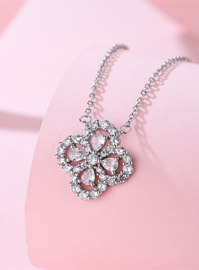 925银海蓝宝四叶草项链耳钉套装