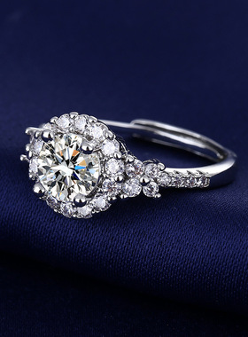 莫桑石一克拉高级感花瓣圆包戒指