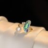 Imitation Pearl Abalone Shell Butterfly Necklace Stud Earrings Ring