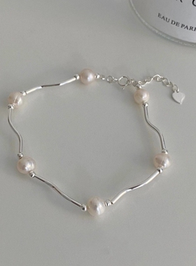 日韩气质简约海浪仿珍珠手链