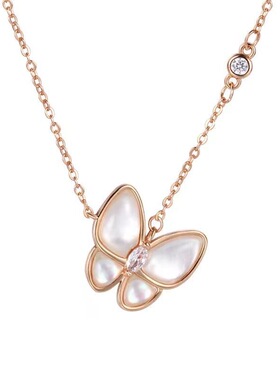 s925银莫桑石贝母蝴蝶项链