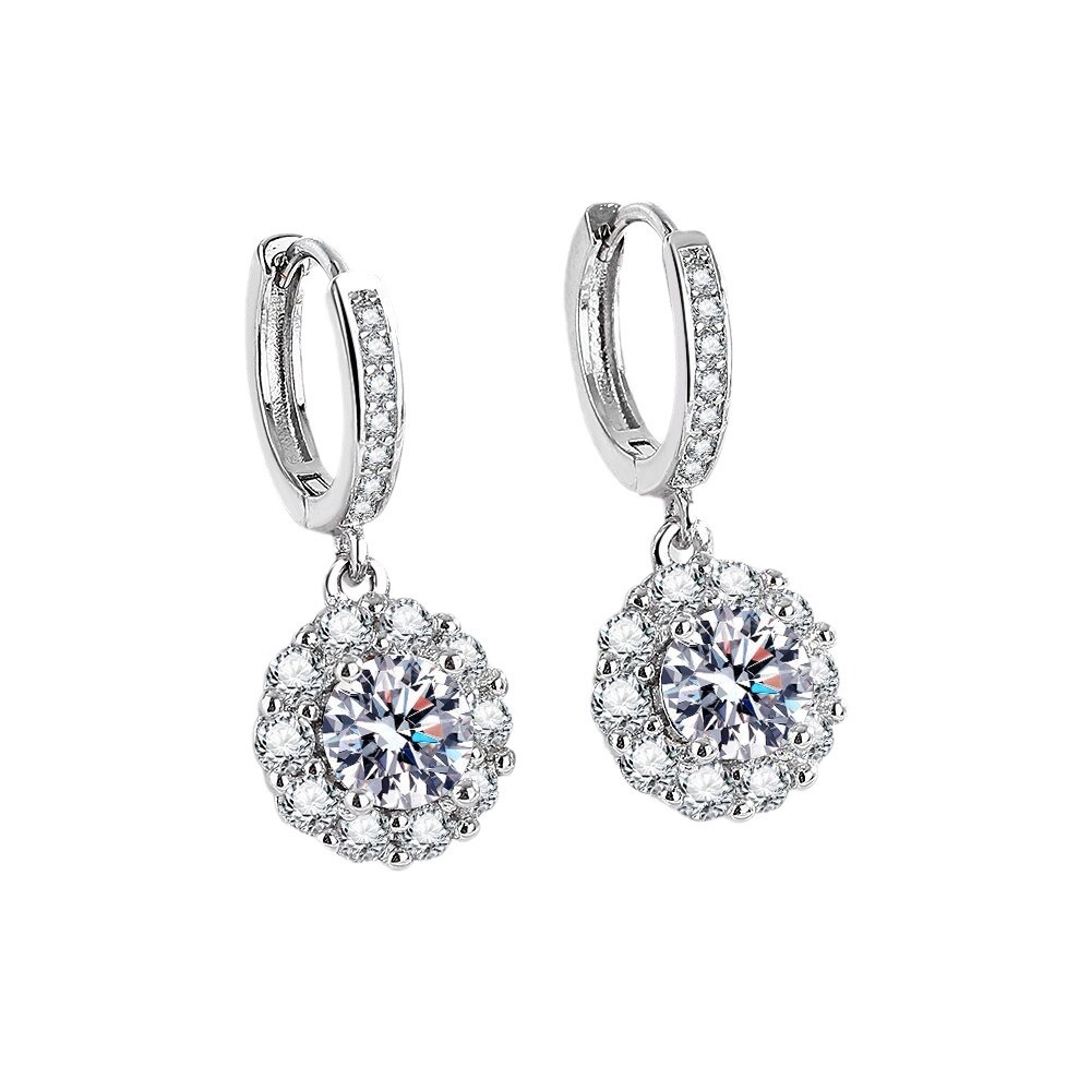 S925银镶嵌莫桑石满钻耳环女日韩时尚气质百搭耳坠个性冷淡风耳饰 - 图3