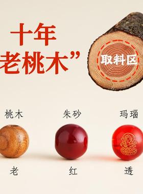 2025新款天然真老桃木手串五路财神生肖守护神本命年野生男女手链