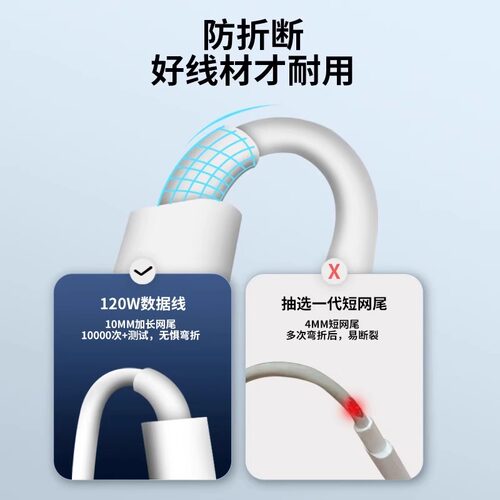 适用小米120W数据线6A快充小米67W闪充手机专用充电线红米33W快充线RedmiK40/50/80/至尊版黑鲨Typec加长2米 - 图1