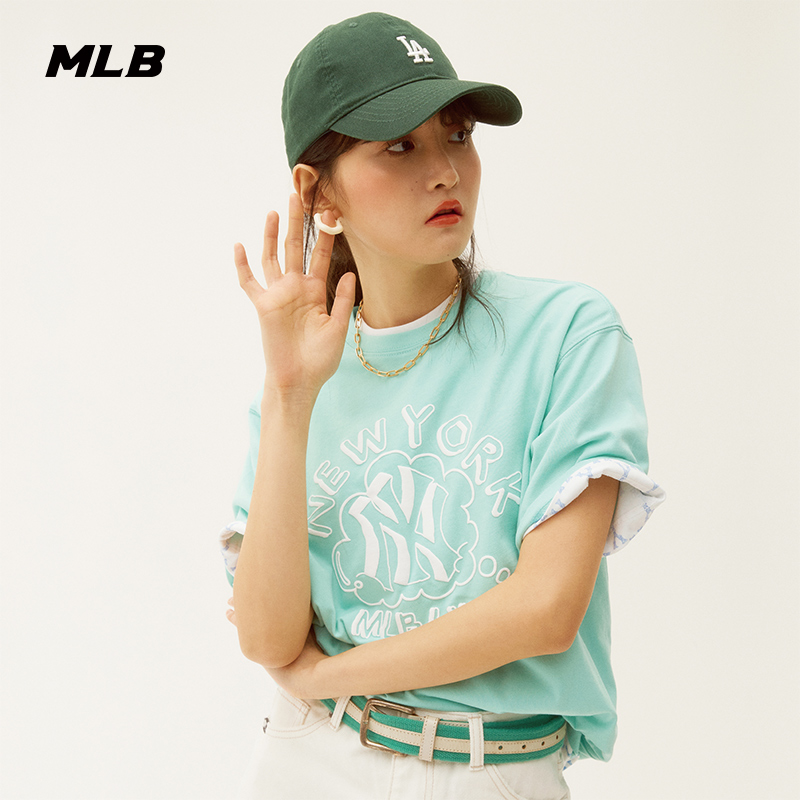 MLB官方男女情侣T恤NY白色短袖上衣LIKE系列运动宽松夏季TSP2-图0