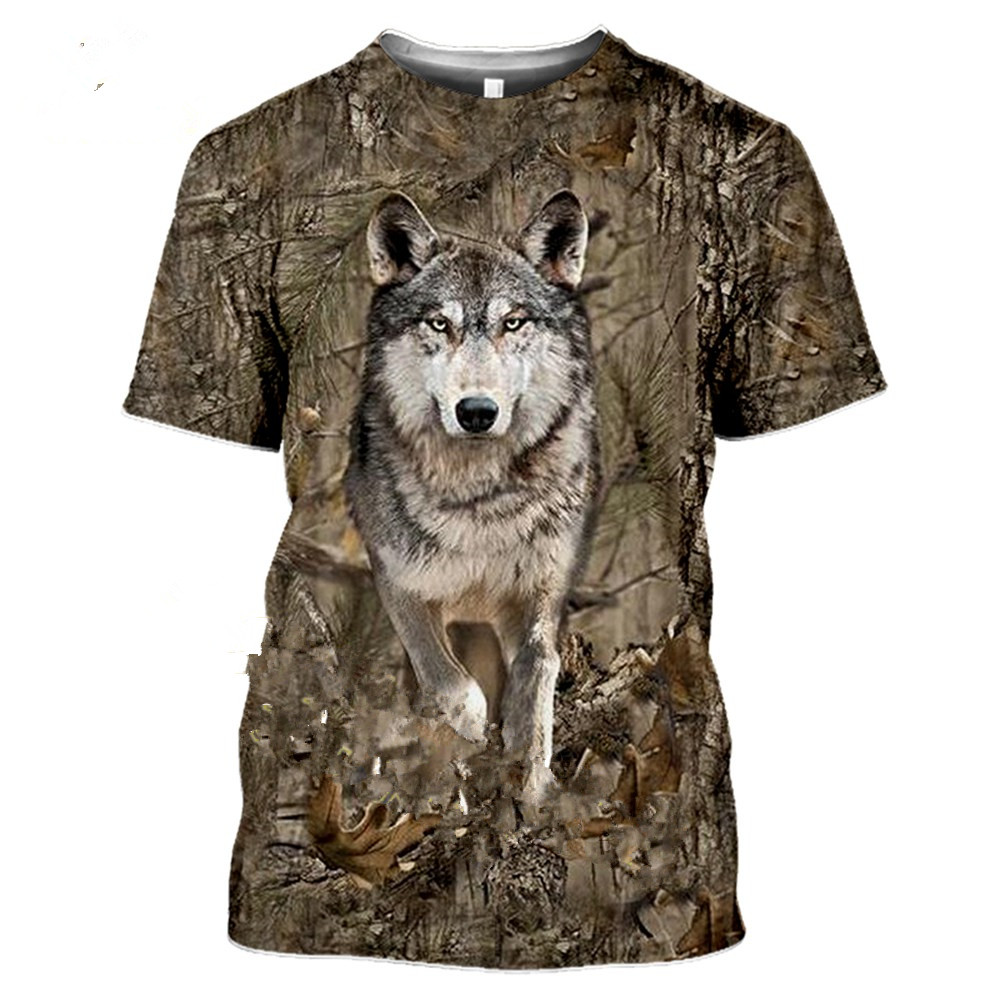 Outdoor Jungle Animal T-Shirt Fashion Men's  Short  Sleeve - 图1