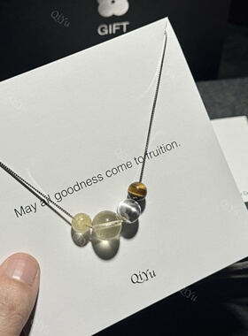 黄虎眼黄虎眼金发晶银项链｜礼盒