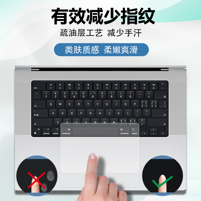 HAOLOCM触控抗菌膜 适用于苹果笔记本电脑MacBook Pro14/16寸触控板膜MacAir13.3顺滑磨砂M1静电吸附贴保护膜 - 图1