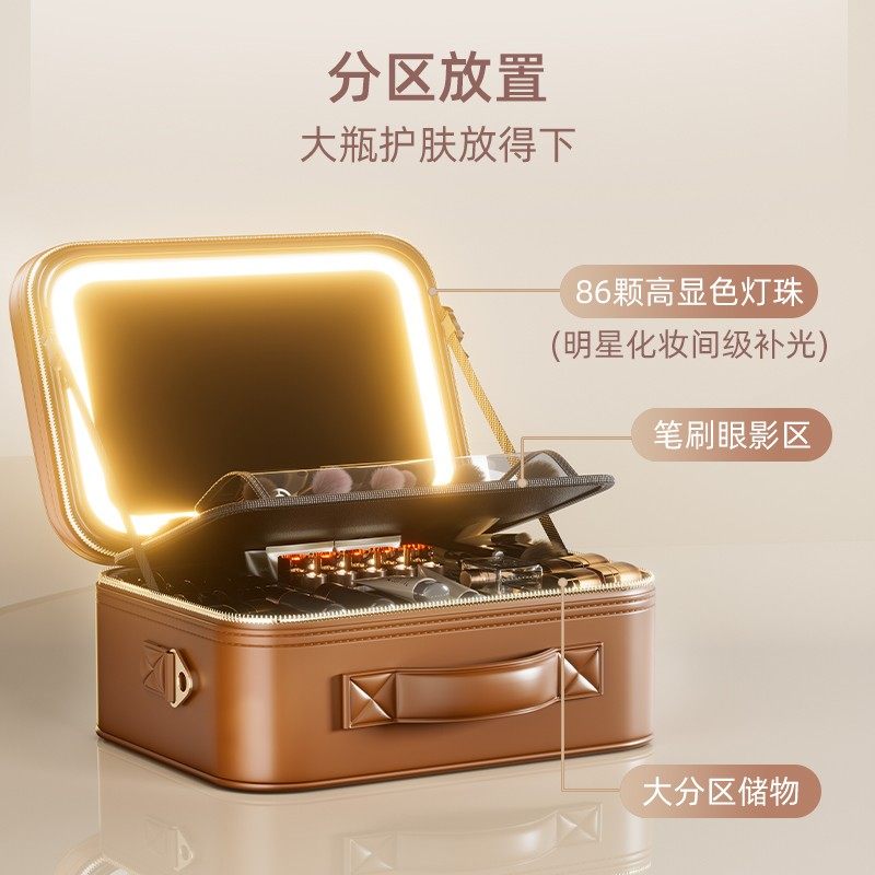 高级带镜子化妆包女2025新款旅行大容量出差分区收纳便携化妆箱,淘宝优惠券,粉丝福利购,淘宝优惠卷