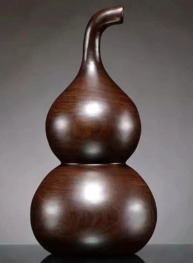 绿色木质葫芦摆件实木雕刻福禄实