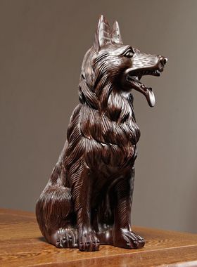 花梨木雕刻狗摆件实木十二生肖旺