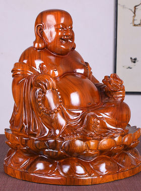 花梨木雕弥勒佛像摆件实木质W坐