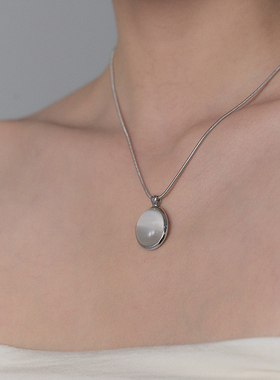 盐岛节气系列白露玻璃猫眼石项链