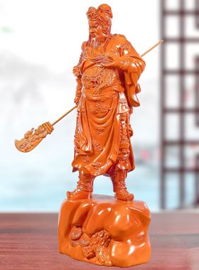 定制花梨木木雕关公武财神关帝爷立刀摆件关二爷客厅摆设公司开业