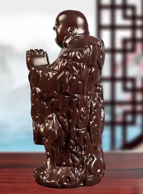 黑檀木雕弥勒佛摆件纯实木雕刻八方笑佛像工艺红木家居玄关送礼品