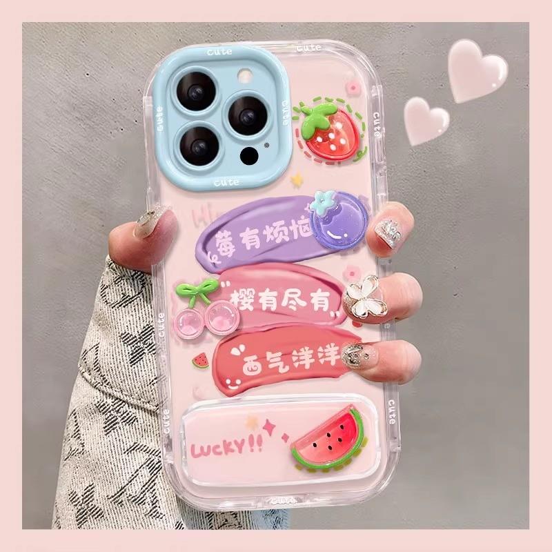 适用苹果16ProMax手机壳创意公仔iPhone15Pro彩色奶油壳14Plus卡通挂绳支架IP13多巴胺色系12Pro时尚ins风 - 图2