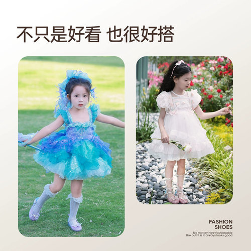 真皮女童公主鞋闪亮高跟鞋2026新款儿童单鞋艾莎小皮鞋夏季配裙子 - 图0