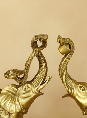 久鉴黄铜吉祥元宝如意对象摆件