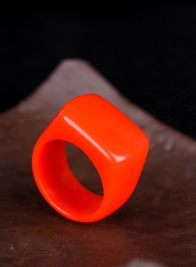 天然新疆和田玉红玉戒指指环男女款玉石扳指本命年红红火火玉戒指