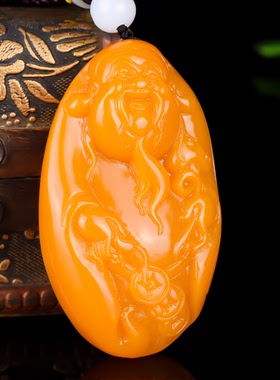 天然新疆和田玉把件黄玉手把件财神挂件手把玩男女款财神把件