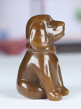 精雕和田玉籽料糖玉生肖狗手把件新疆玉器玉狗小摆件把玩件旺财