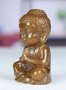 天然新疆和田玉糖料宝宝佛手把件糖玉籽料小子佛玉佛挂件小摆件