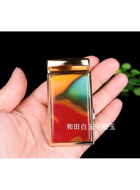 天然新疆和田玉彩玉镶嵌皮带扣腰配男款玉石自动扣腰扣手把件腰佩