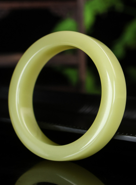 新疆和田玉女款玉镯手镯新品女士黄口料平安镯工镯玉镯子天然玉石