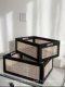MOMO HOME Japanese-style solid wood storage basket black square storage box home storage