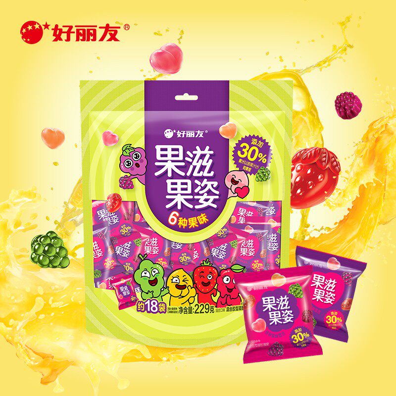 好丽友果滋果姿扭扭大王软橡皮糖果 orion好丽友糖果