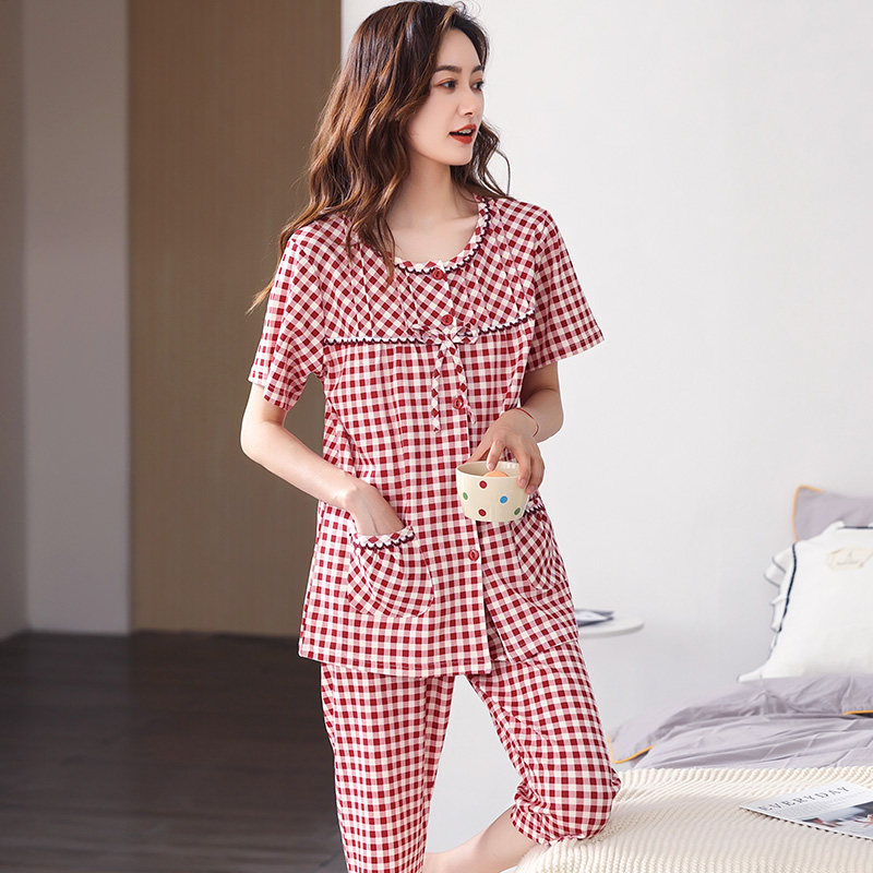 2022年新款夏季纯棉短袖7分裤睡衣 姵娇兰睡衣/家居服套装