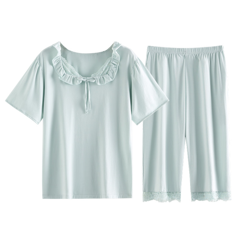 女士莫代尔短袖7分裤中年休闲睡衣 姵娇兰睡衣/家居服套装