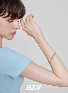 BZV水晶串珠渐变蓝色双层手链