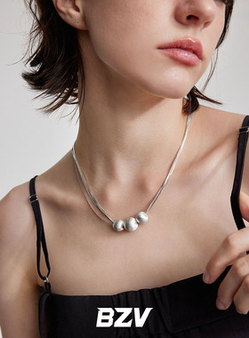 BZV金属圆球拉丝简约项链