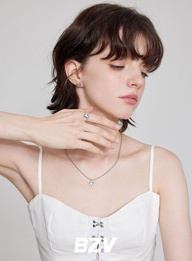 BZV做旧复古925纯银爱心项链