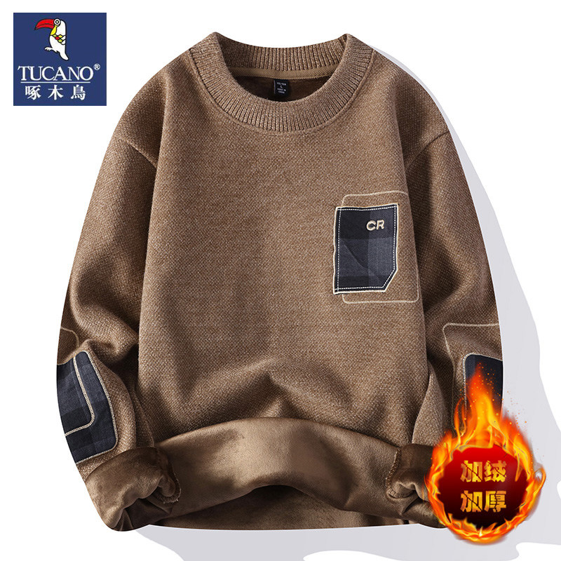 啄木鸟毛衣男士2026新款针织衫韩版宽松加厚加绒保暖衣圆领打底衫,淘宝优惠券,粉丝福利购,淘宝优惠卷