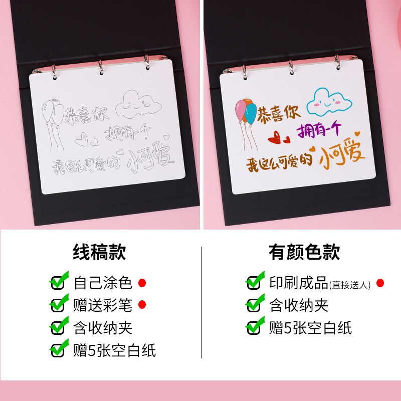 手绘卡片祝福语宝宝送爸爸的生日礼物孩子手拿拍照送女儿子惊喜