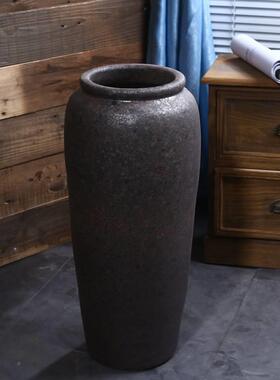 复落古做旧手工德镇粗QXS陶地中型陶落瓷罐插花器摆件地花盆坛景