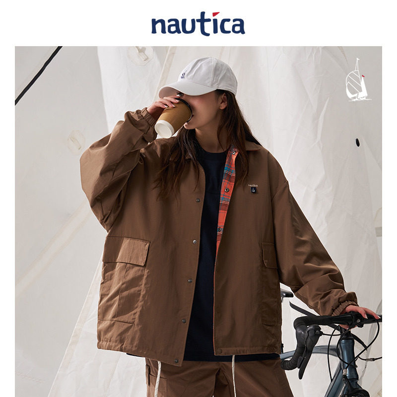 【官方正品】nautica白帆 日系中性双面穿教练夹克格纹外套JW4313,淘宝优惠券,粉丝福利购,淘宝优惠卷