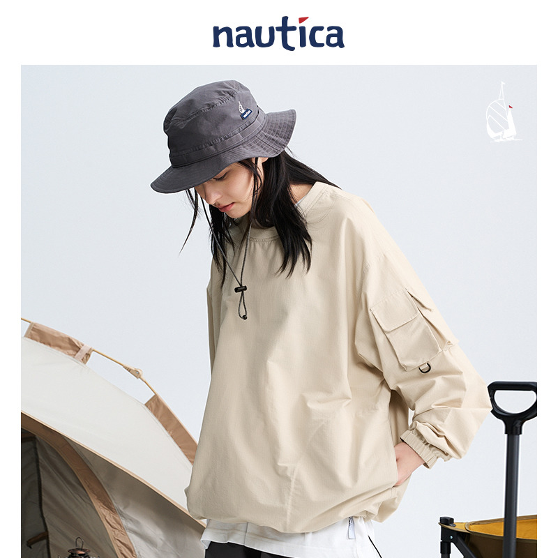 【官方正品】nautica 白帆 日系中性户外宽松亲肤圆领卫衣WW3304