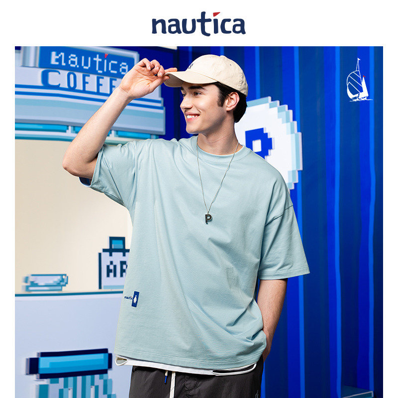 【明星同款】nautica 白帆xPOPBOY日系无性别潮流短袖T恤PBTW3229 - 图1