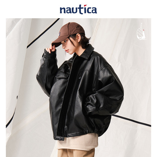 【蔡徐坤同款】 nautica白帆 宽松复古百搭仿皮外套JW5402 - 图2