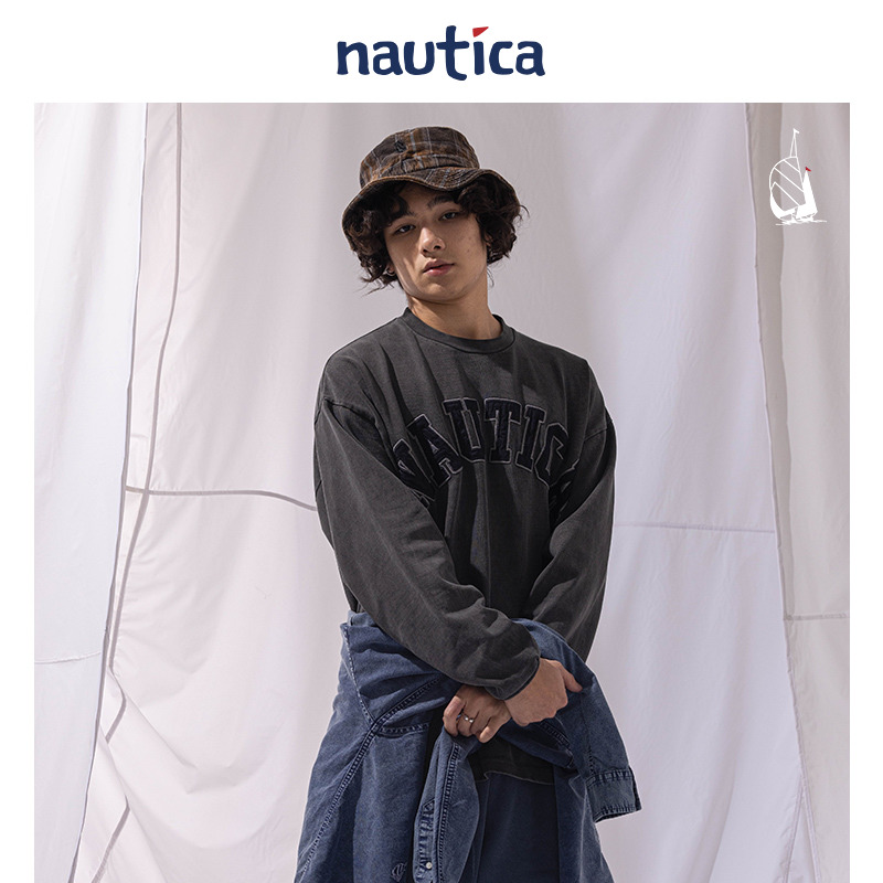 【官方正品】nautica Japan日系潮流无性别logo廓形长袖T恤TW2306 - 图3