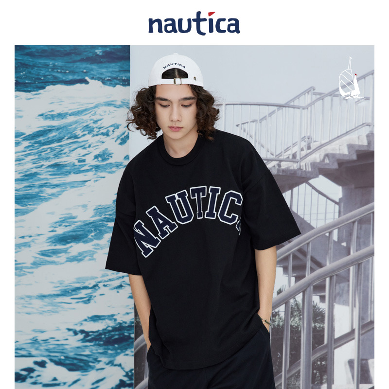 【明星同款】nautica Japan日系中性宽松潮流街头短袖t恤TW2214-图2