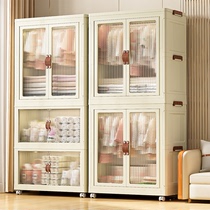 Xinjiang Childrens wardrobe exempt from installation of clothes-containing cabinet Open-door foldable transparent containing case multilayer zero