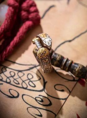 道家七星剑戒指铜镀银新中式复古百搭国风传统文化高级感手作指环