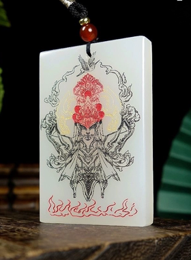 白鹤童子无事牌吊坠项链挂件玉牌挂件男女款玉佩玉器