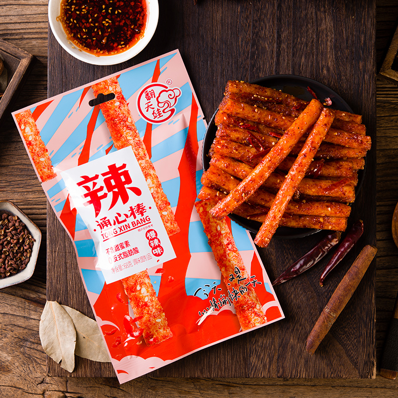 68g*3包【翻天娃】爆辣通心棒辣条