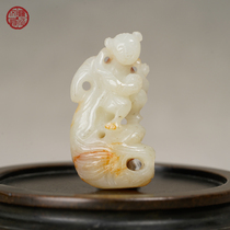 Qingdai Ruyi Tong Zi Yuanzi Round carved pieces Gao Guyu Laoyu and Tian Yuyu Jade Sculpture Jade Ancient Text Play Jade jade HAN