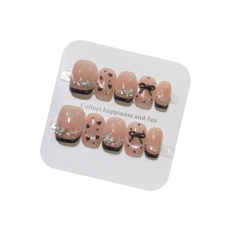 【黑桃公主】温柔千金风法式手工猫眼水波蝴蝶波点显白穿戴甲短款,淘宝优惠券,粉丝福利购,淘宝优惠卷